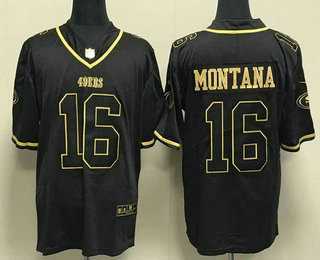 Men%27s San Francisco 49ers #16 Joe Montana Black Gold Stitched Jersey->seattle seahawks->NFL Jersey